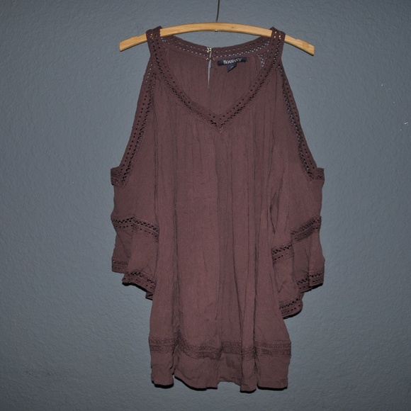 ROAMAN'S Dusty Raisin Cold-Shoulder Blouse Top E9 - Picture 2 of 6